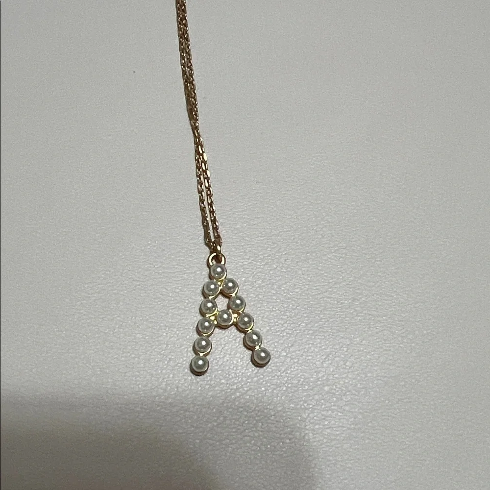 NWT Michelle McDowell A Initial Pearl Gold Chadwick Pendant Necklace